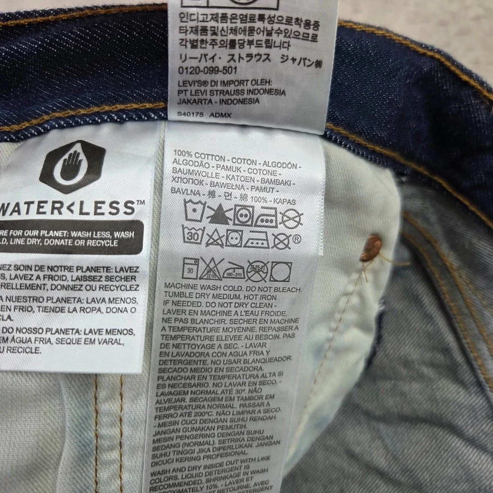 Levi's 501 Regular Straight Fit Button Fly Jeans Mens 42x30 Dark Wash